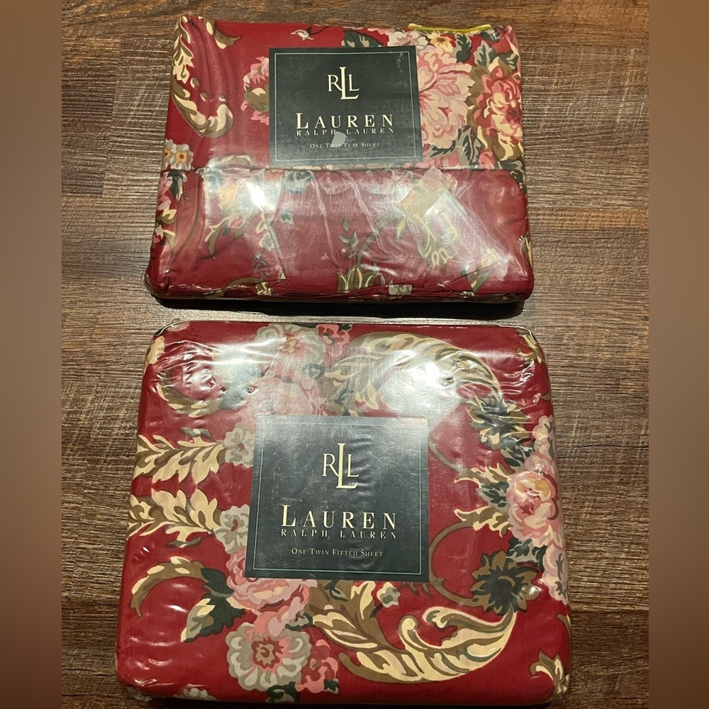 Vintage NEW Ralph Lauren Marseilles Twin Flat & Fitted Sheet Set Floral Rare NIP